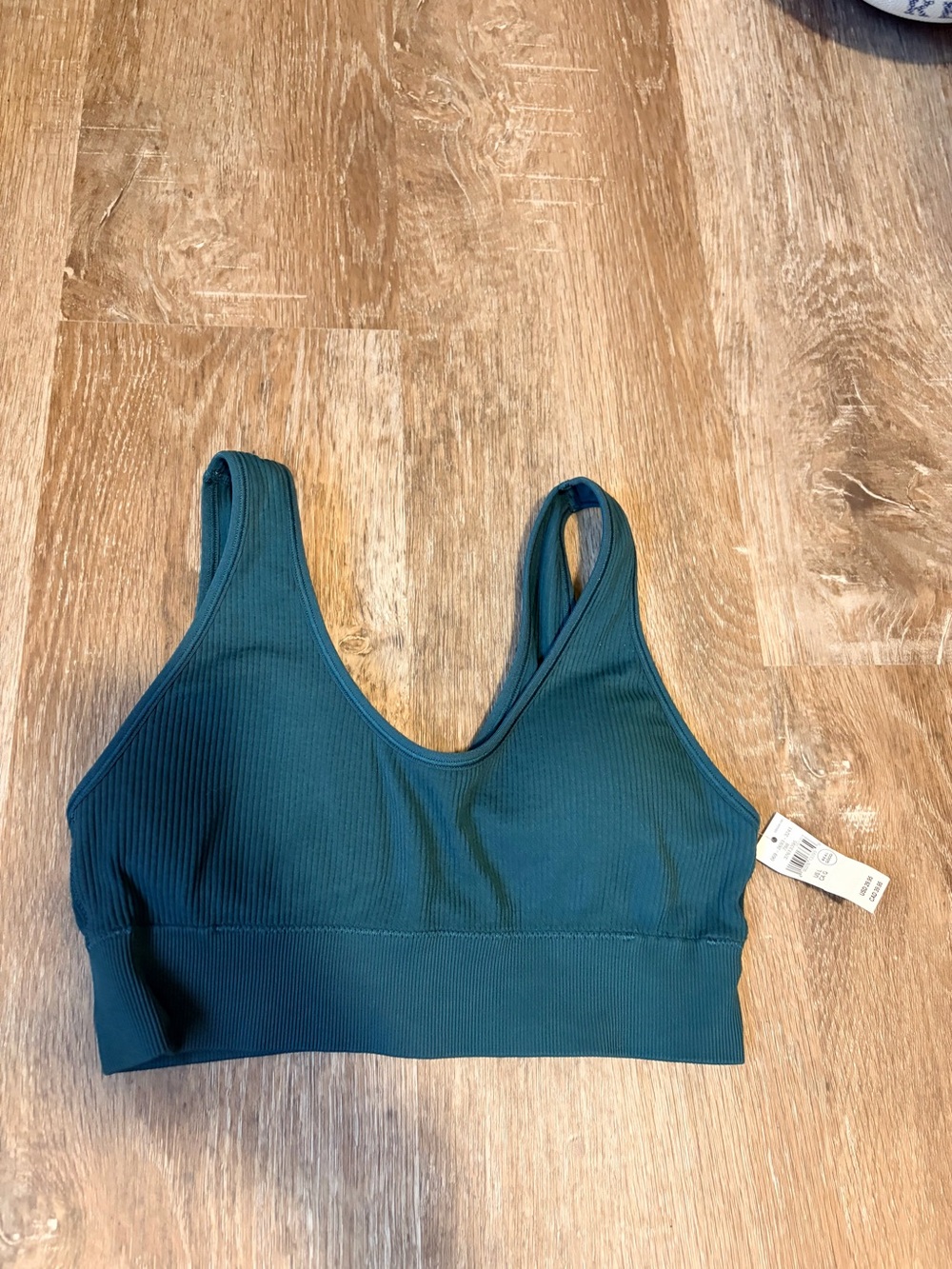aerie Ribbed Scoop Bralette in Teal